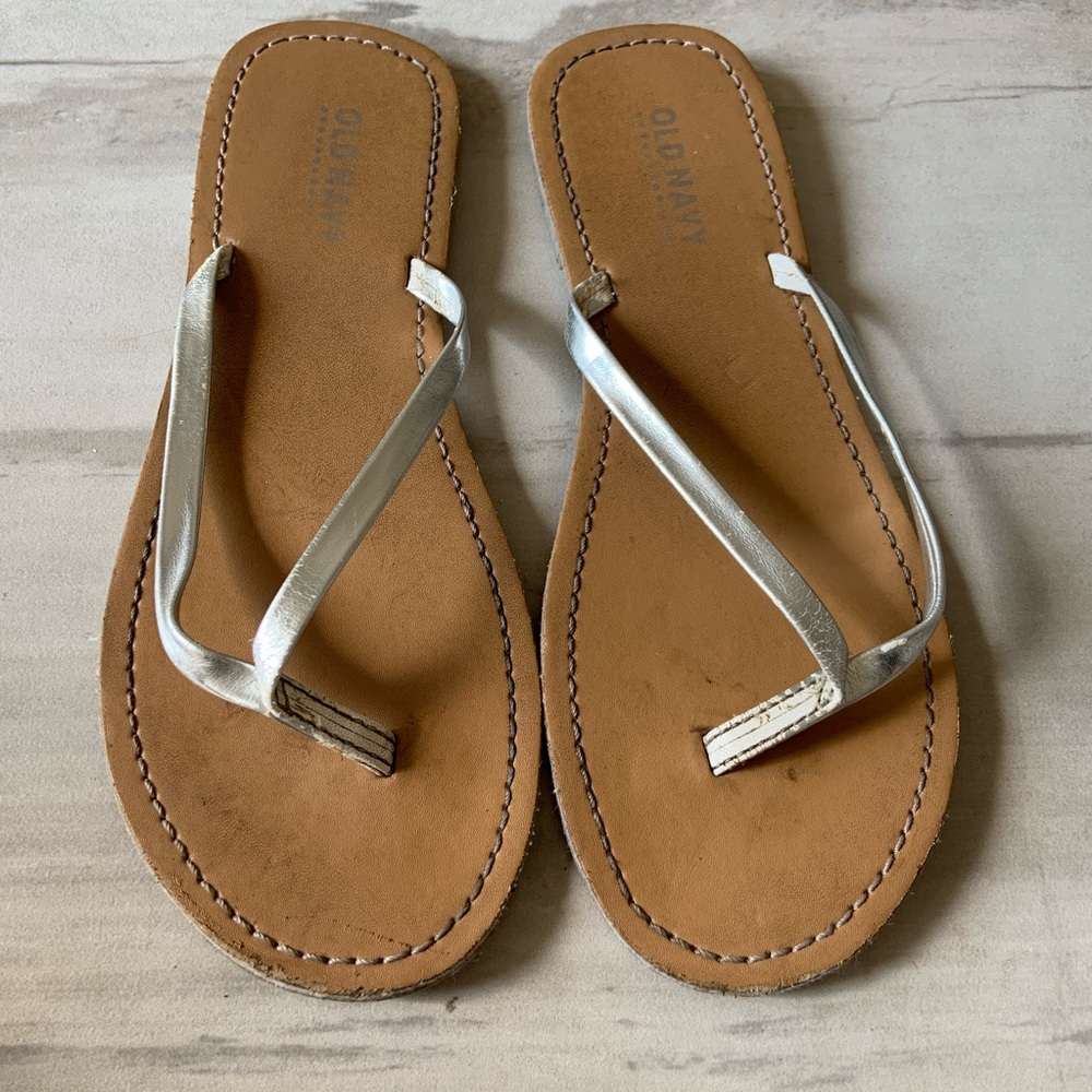 Silver flip flops